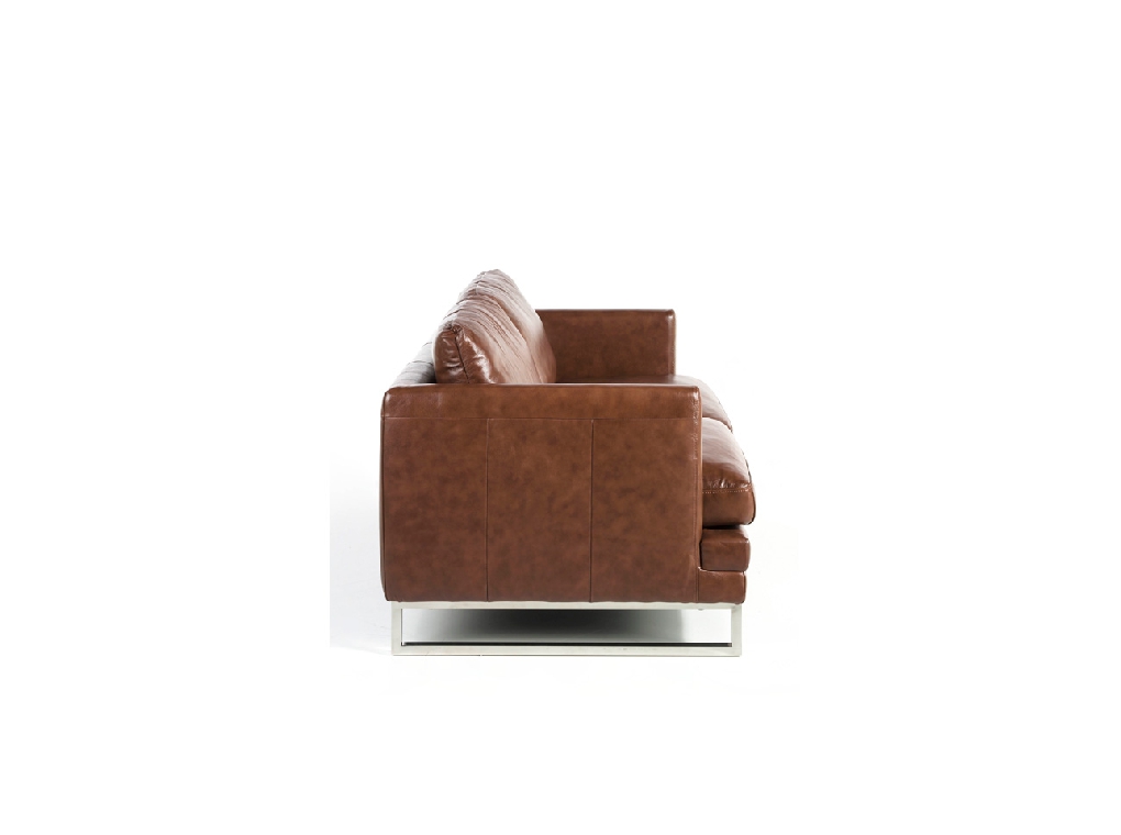 3-seat sofa upholstered in leather with stainless steel legs 3-seat sofa upholstered in leather with stainless steel legs