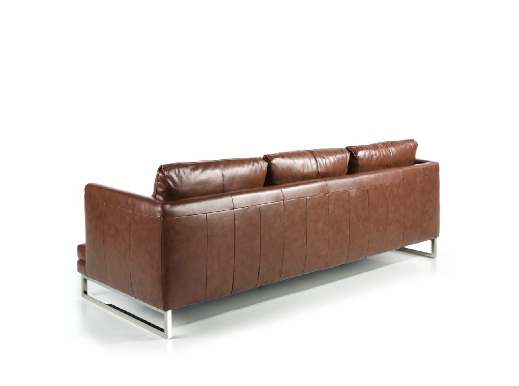 3-seat sofa upholstered in leather with stainless steel legs 3-seat sofa upholstered in leather with stainless steel legs