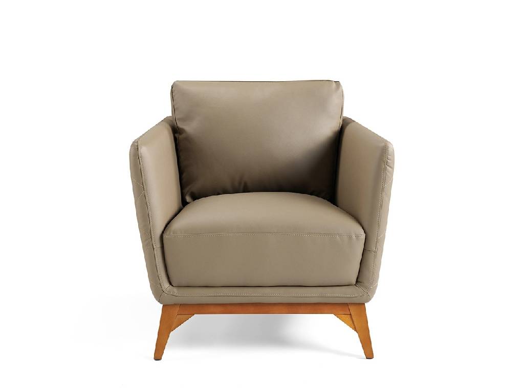 Armchair upholstered in leather and Walnut wood legs Armchair upholstered in leather and Walnut wood legs