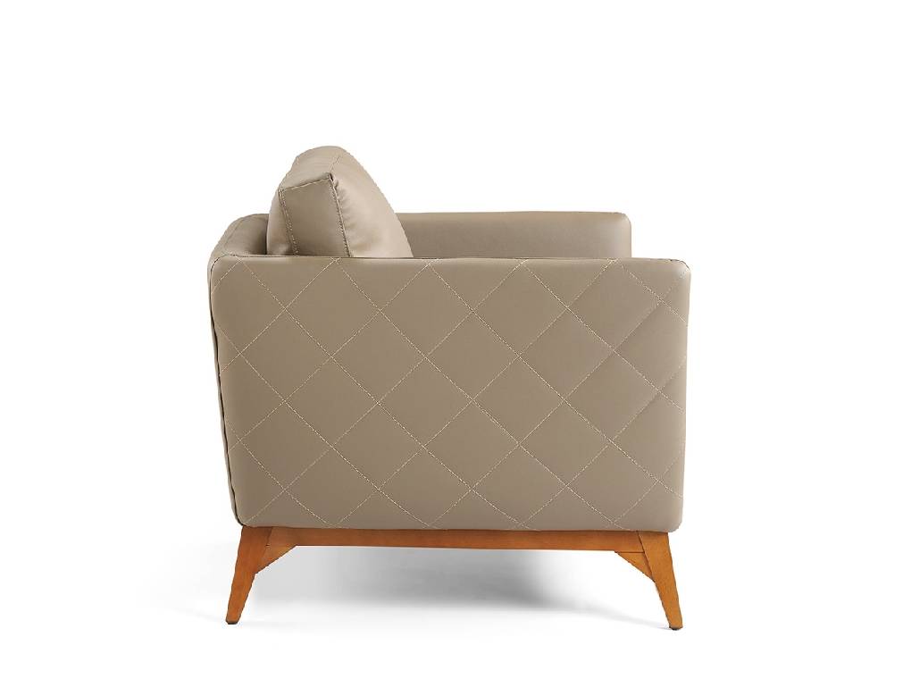 Armchair upholstered in leather and Walnut wood legs Armchair upholstered in leather and Walnut wood legs