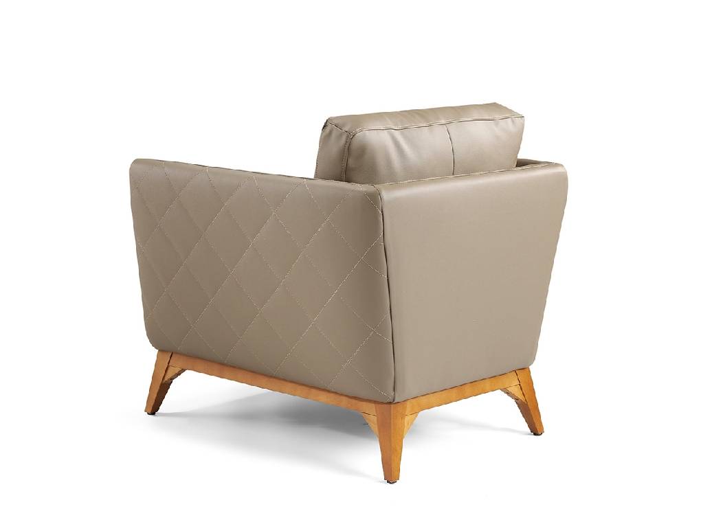 Armchair upholstered in leather and Walnut wood legs Armchair upholstered in leather and Walnut wood legs