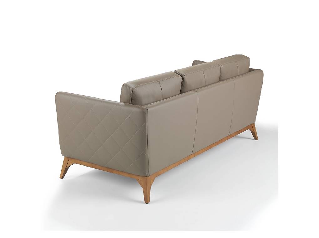 Upholstered sofa with solid walnut wood frame. Upholstered sofa with solid walnut wood frame.