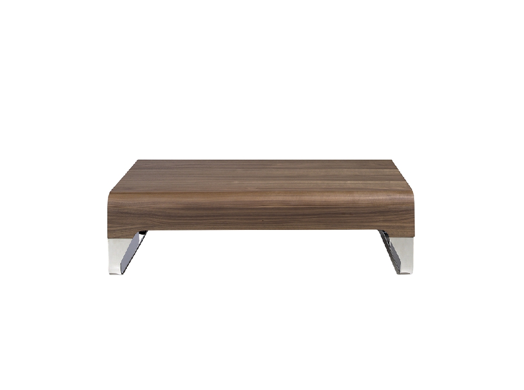 Walnut wood and chrome steel coffee table