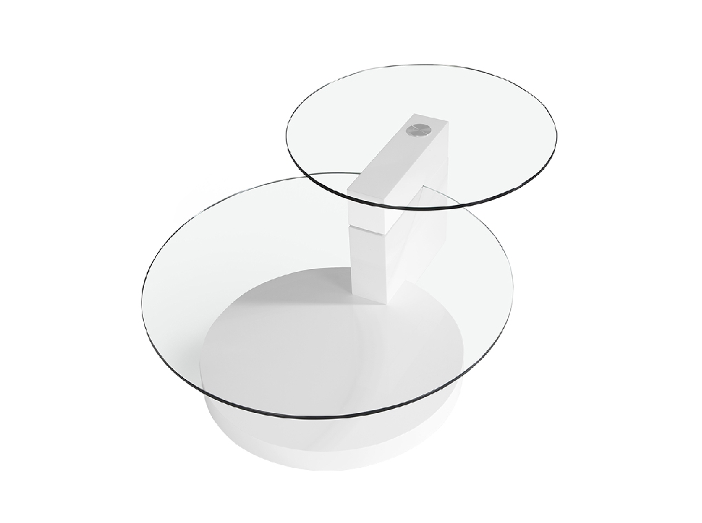 White wood and tempered glass coffee table