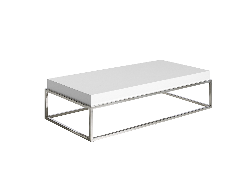 White wooden center table and chrome steel