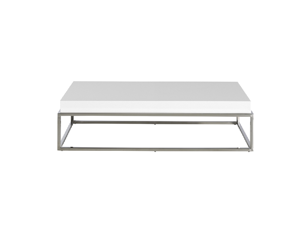 White wooden center table and chrome steel