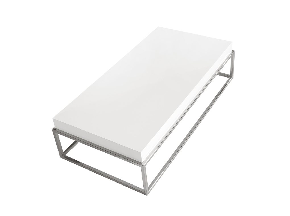 White wooden center table and chrome steel