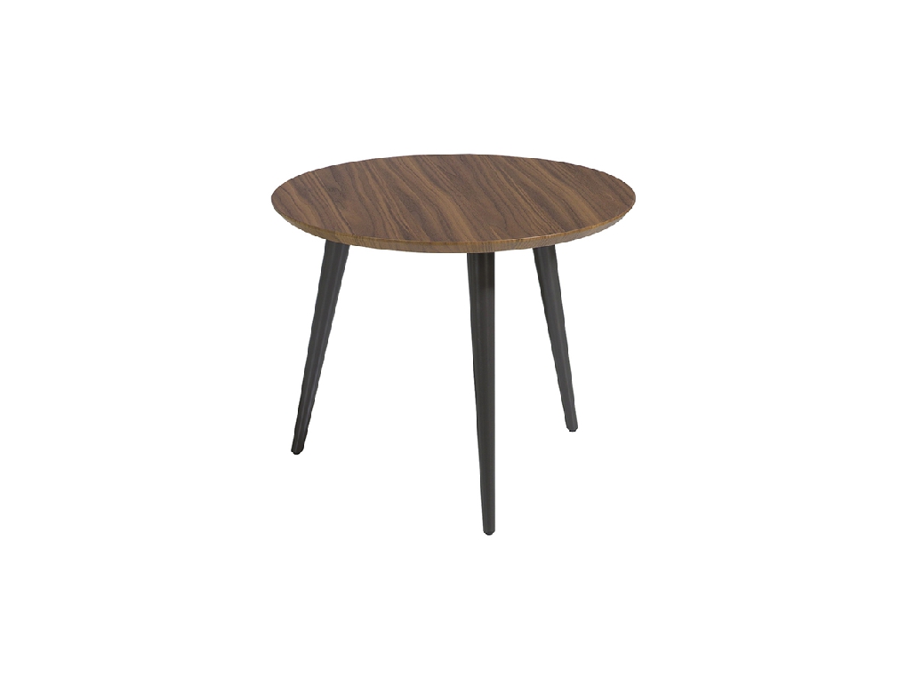 Round corner table in Walnut wood and Black wood