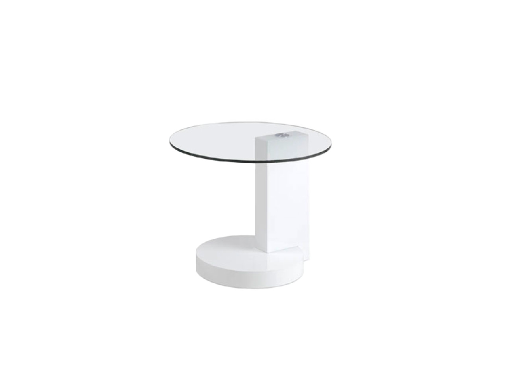 White wooden corner table and tempered glass
