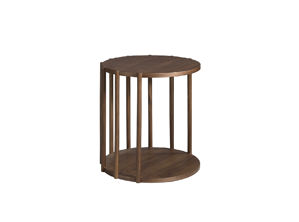 Walnut round wood corner table