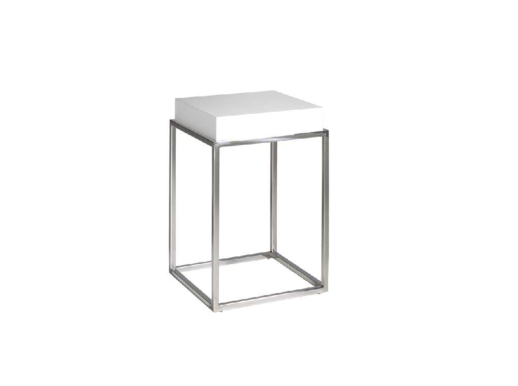 White wooden corner table and chrome steel