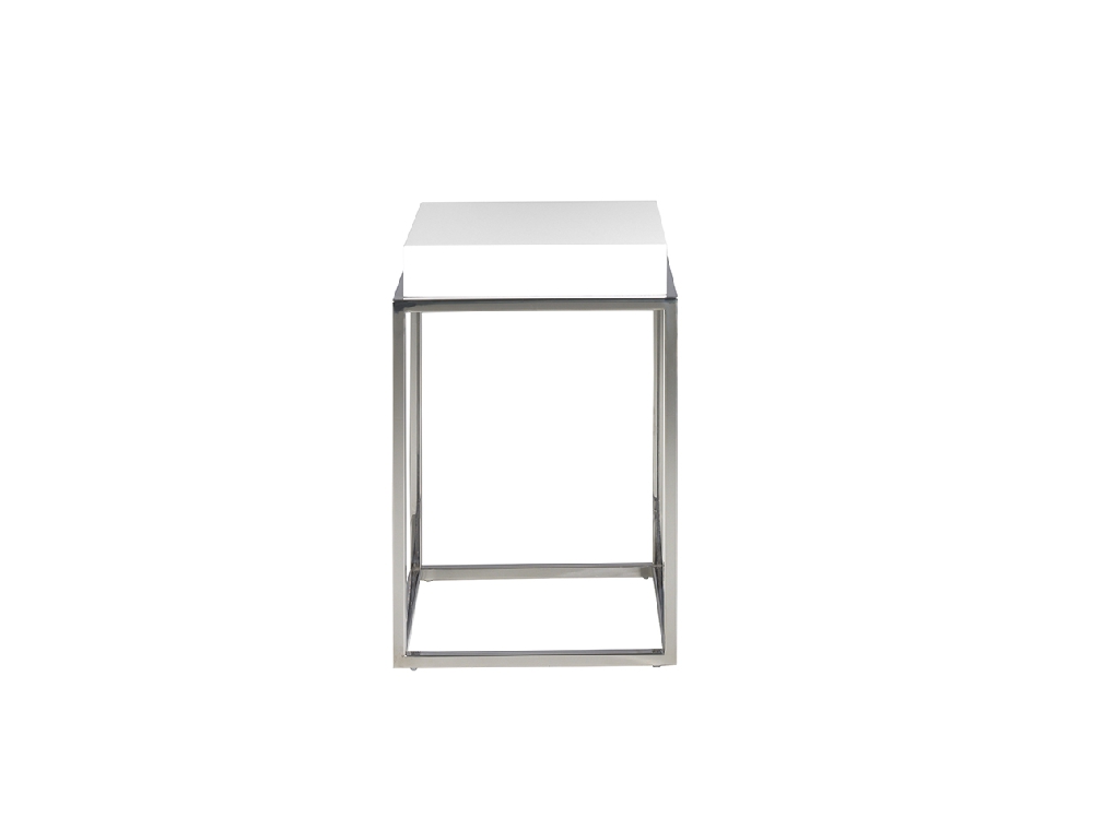 White wooden corner table and chrome steel