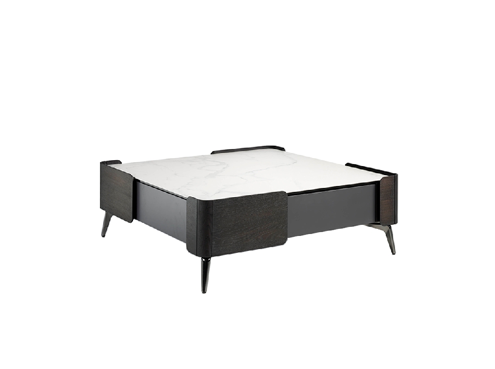 Square Wenge wood and porcelain marble coffee table Square Wenge wood and porcelain marble coffee table