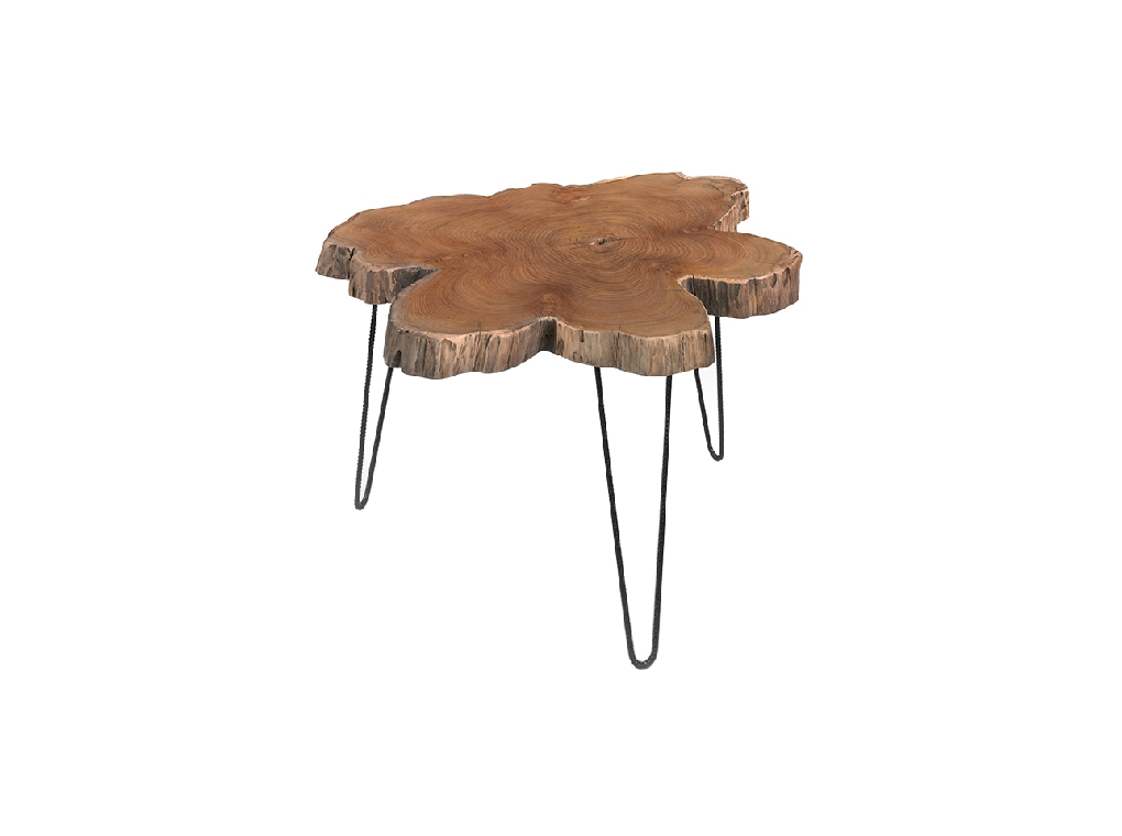 Corner table in solid Teak wood and black wrought iron Corner table in solid Teak wood and black wrought iron