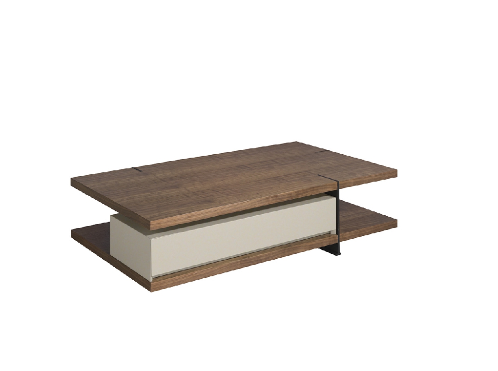 Rectangular coffee table in Fog and Walnut coloured wood