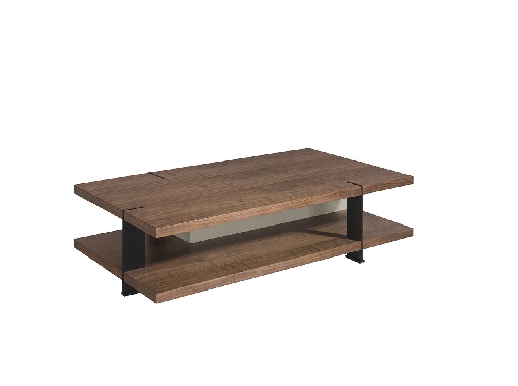 Mesa de centro rectangular en madera color Niebla y Nogal