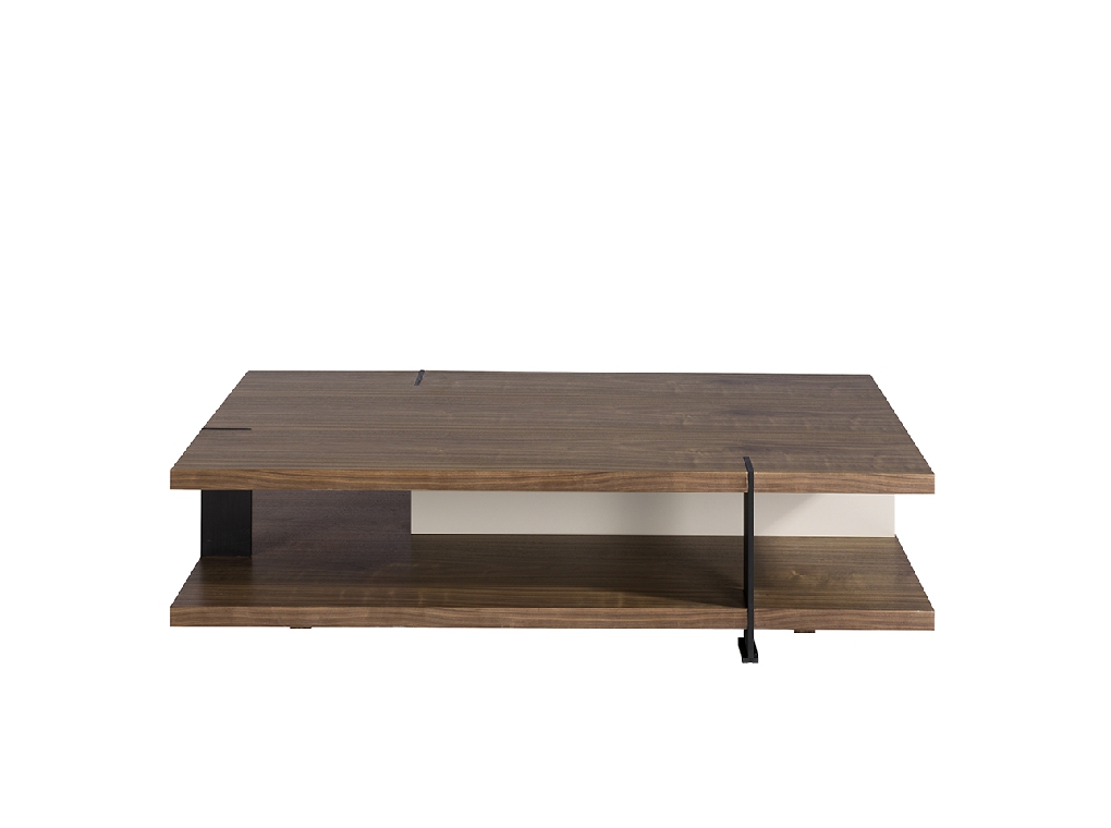 Tavolino rettangolare in legno color nebbia e noce