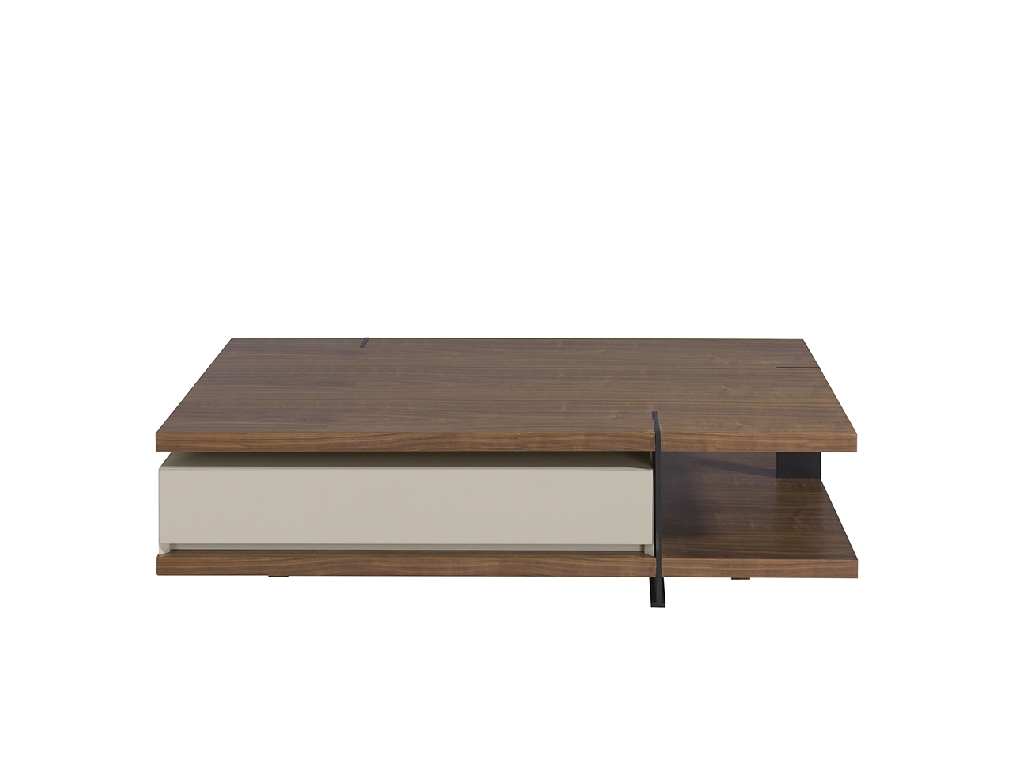 Rectangular coffee table in Fog and Walnut coloured wood