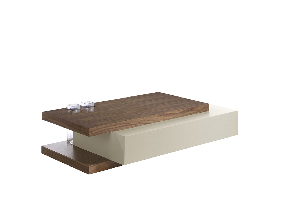 Coffee table walnut wood and MDF lacquered fog