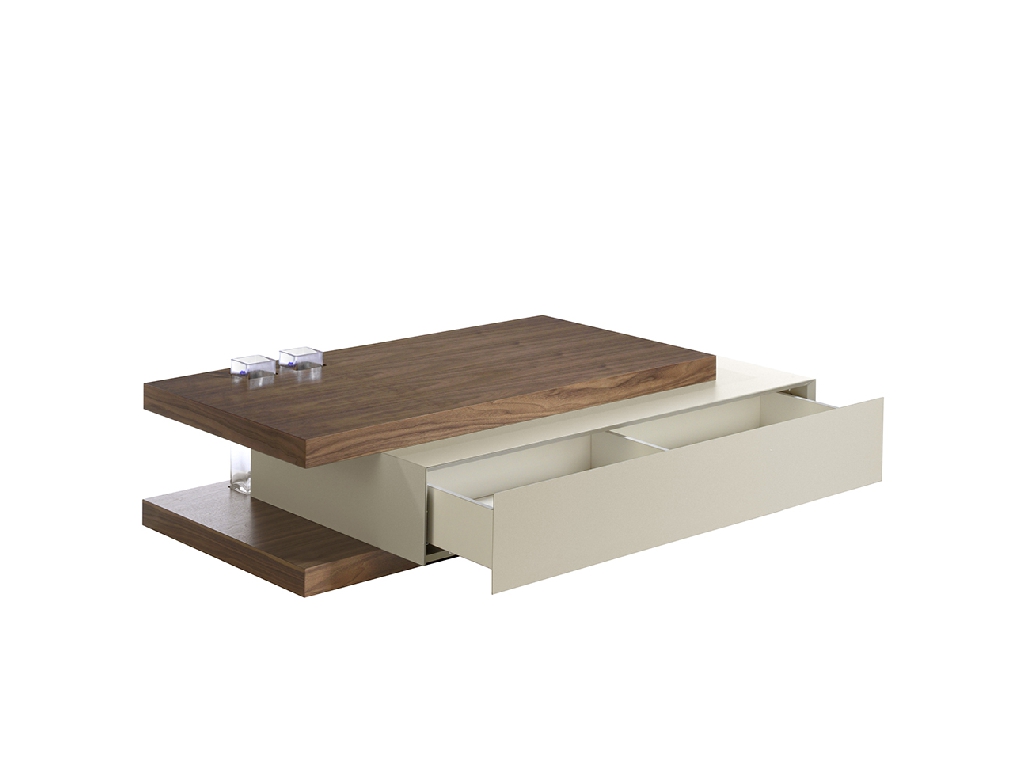 Coffee table walnut wood and MDF lacquered fog