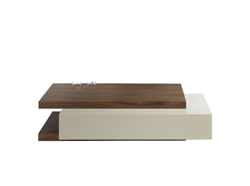 Coffee table walnut wood and MDF lacquered fog