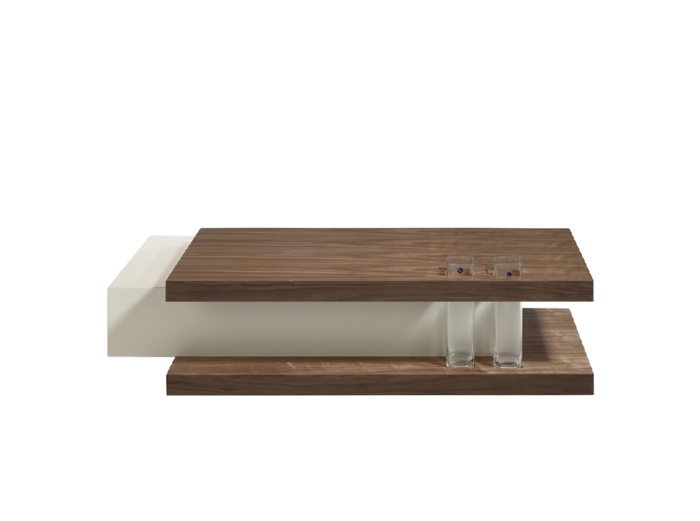 Coffee table walnut wood and MDF lacquered fog
