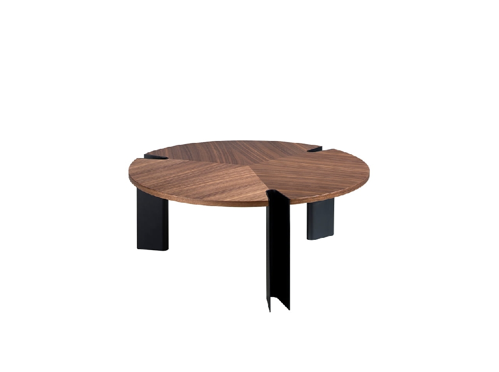 Tavolino in legno di noce e acciaio nero