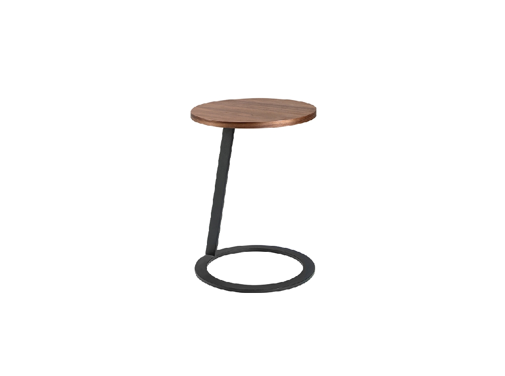 Corner table in walnut wood and black epoxy steel