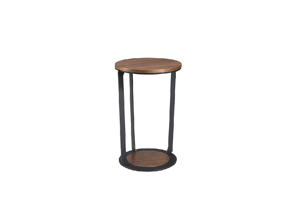 Corner table walnut wood and black steel