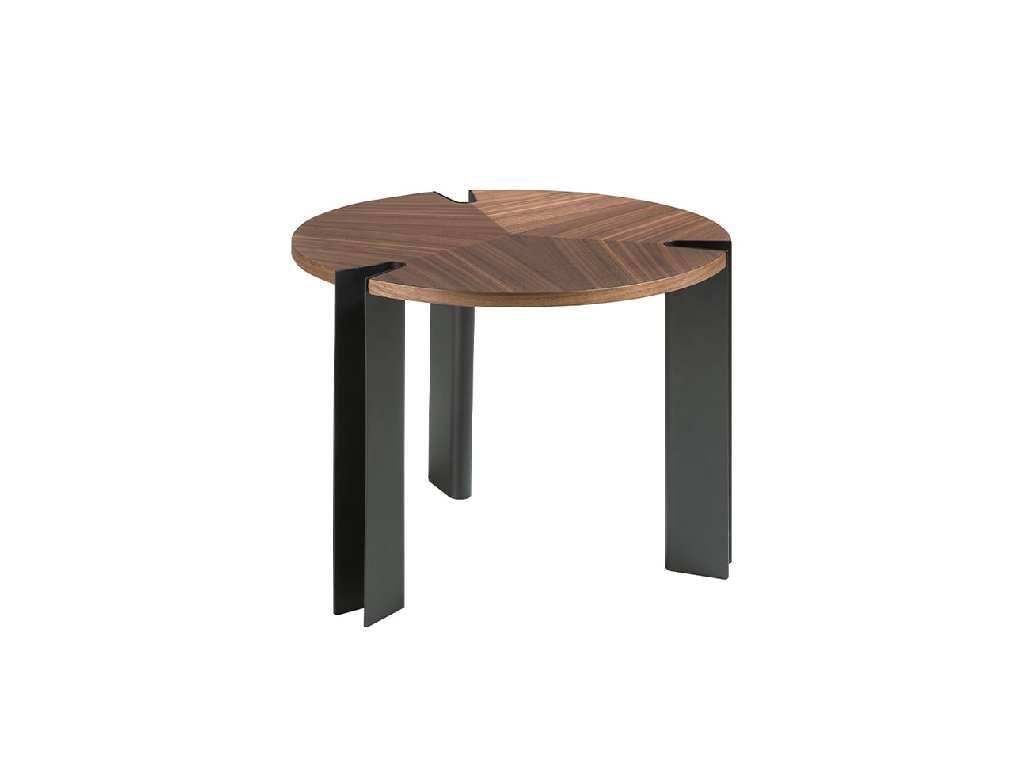 Угловой стол из орехового дерева и черной стали