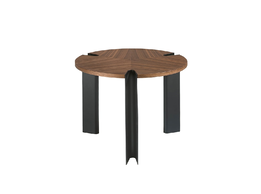 Tavolo angolare in legno di noce e acciaio nero