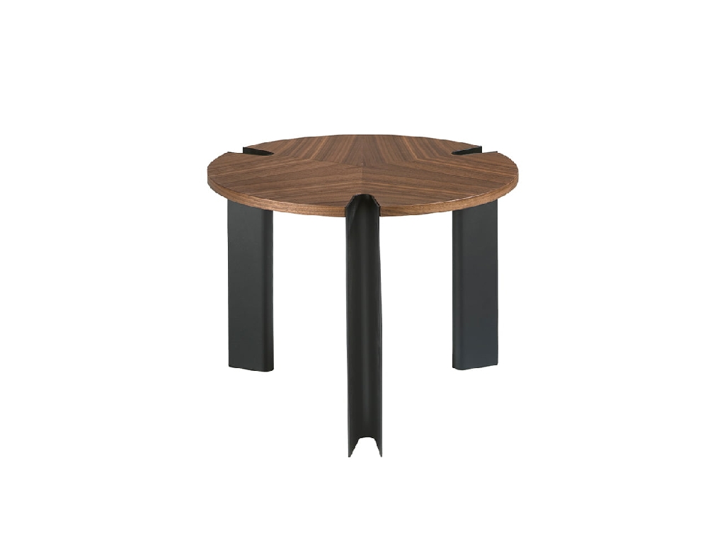 Corner table walnut wood and black steel