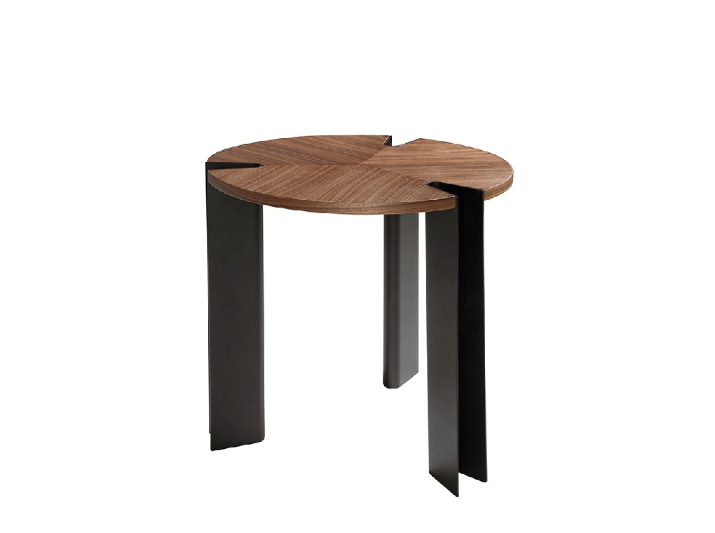 Mesa rincón madera nogal y acero negro