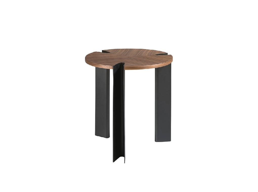 Mesa rincón madera nogal y acero negro