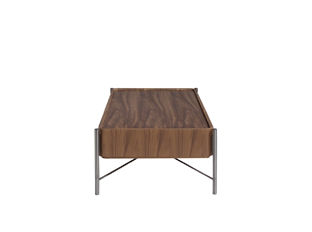 Rectangular coffee table walnut wood and blackened steel