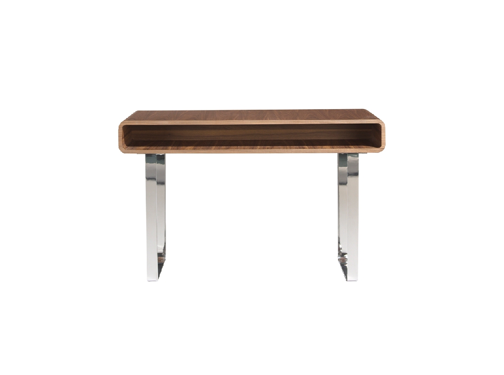 Walnut wood and chrome steel console