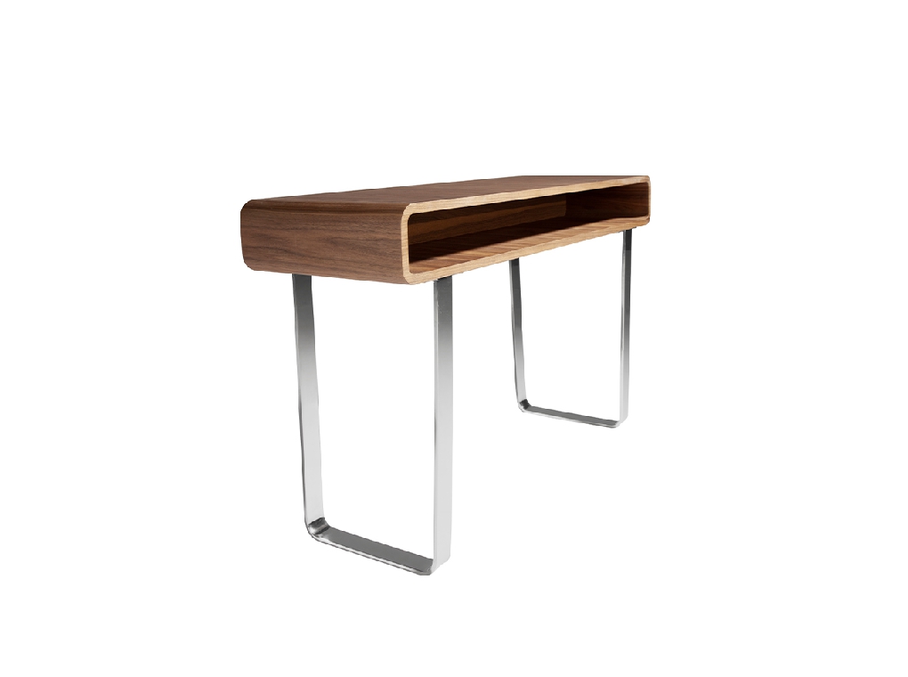 Walnut wood and chrome steel console