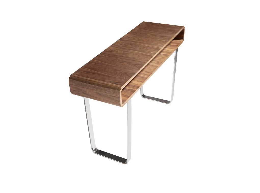 Walnut wood and chrome steel console