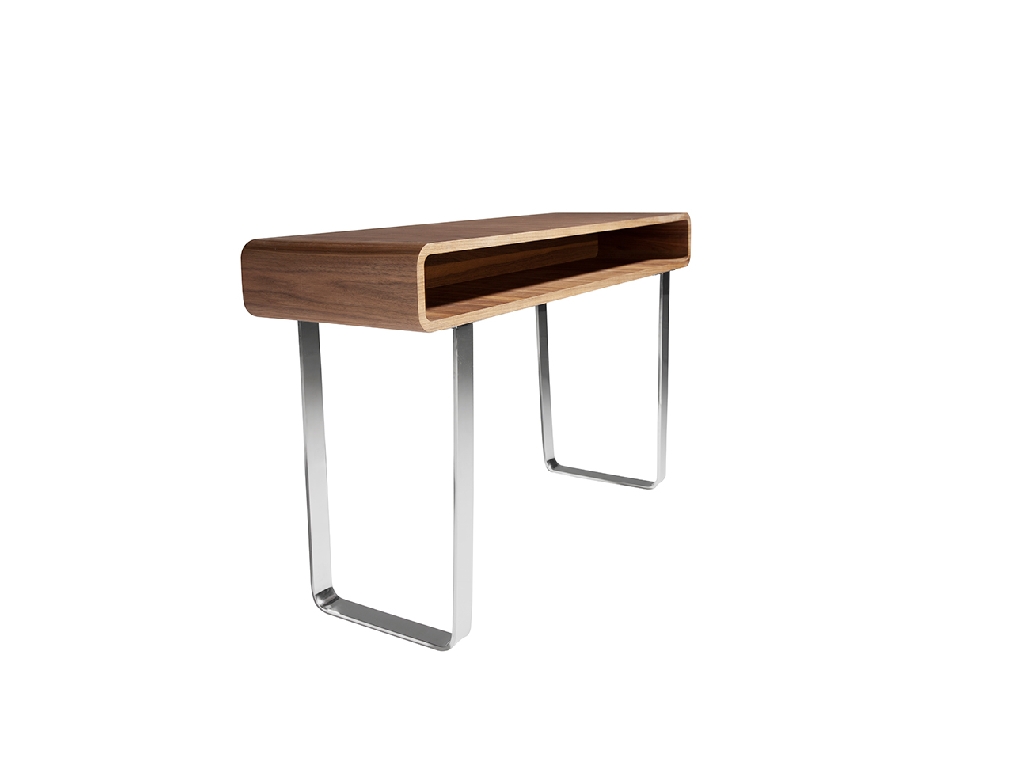 Walnut wood and chrome steel console