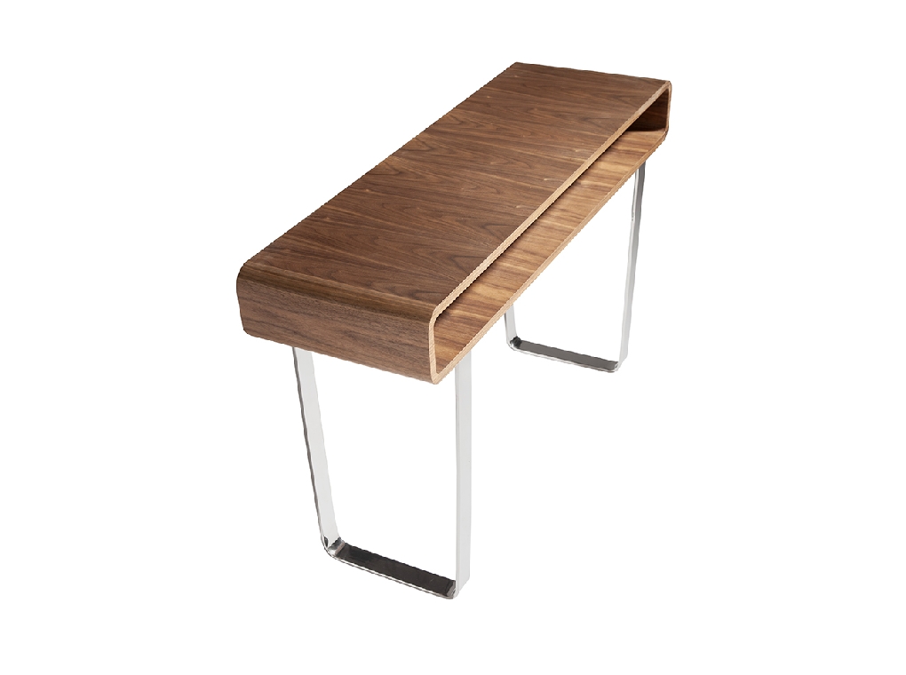 Walnut wood and chrome steel console