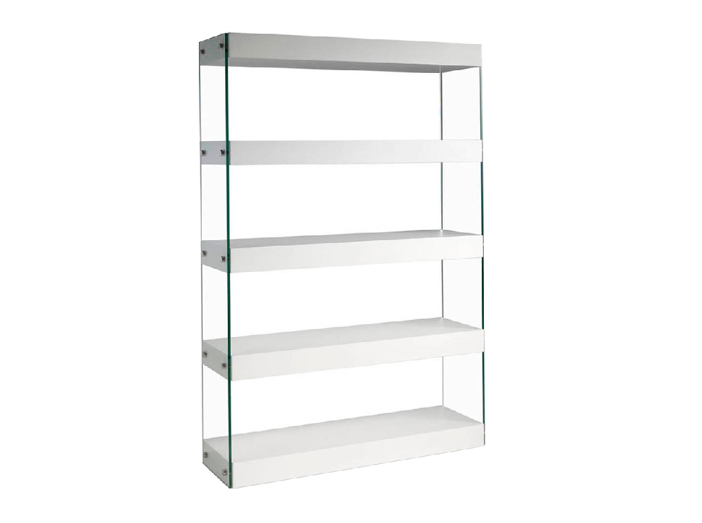 Estantería de madera color Blanco y cristal templado Estantería de madera color Blanco y cristal templado