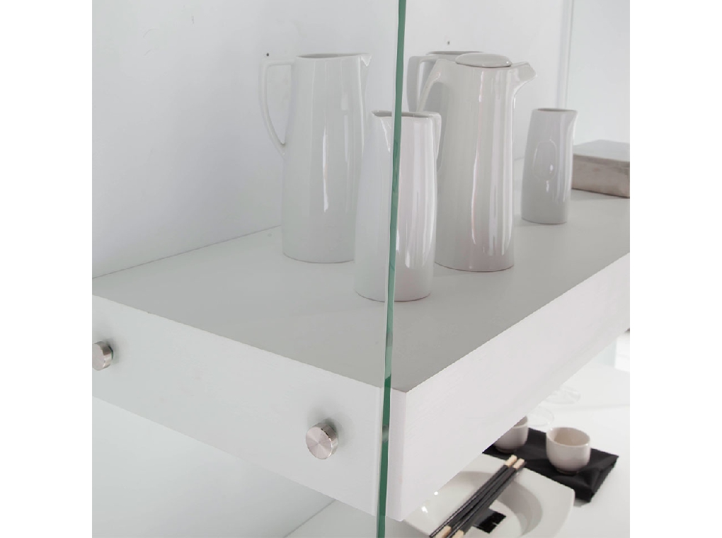 Estantería de madera color Blanco y cristal templado Estantería de madera color Blanco y cristal templado