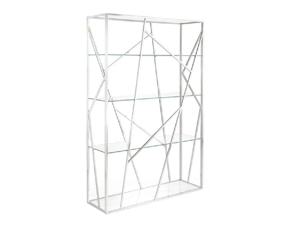 Chromed steel shelf and tempered glass shelves