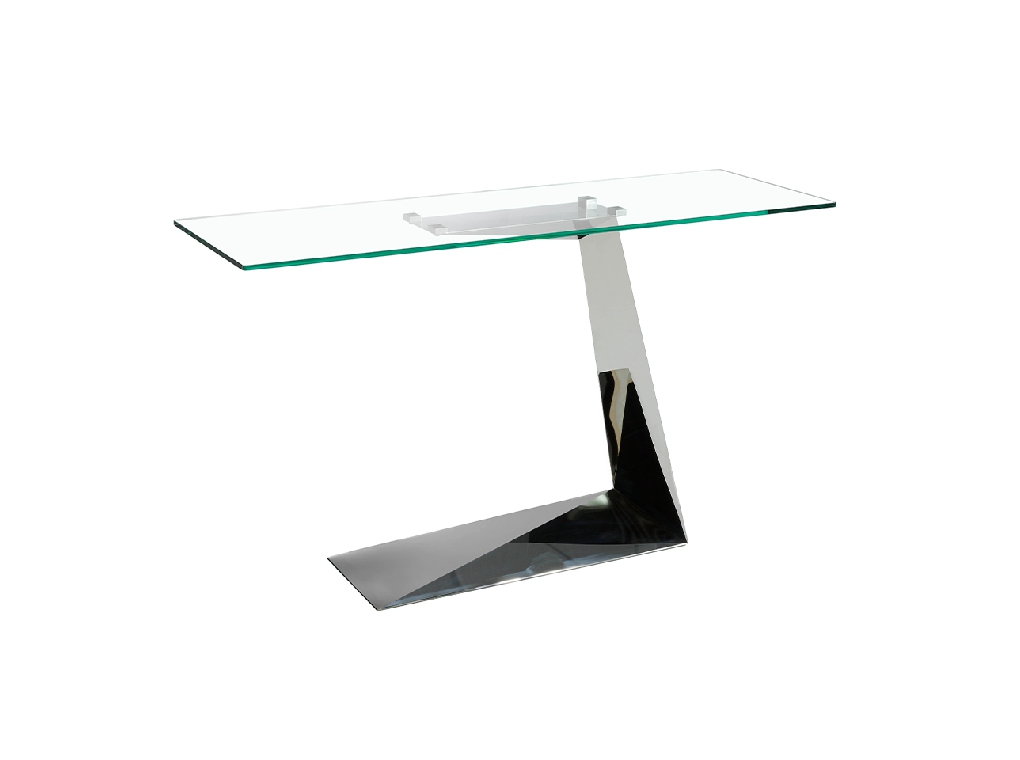 Tempered glass and chrome steel console