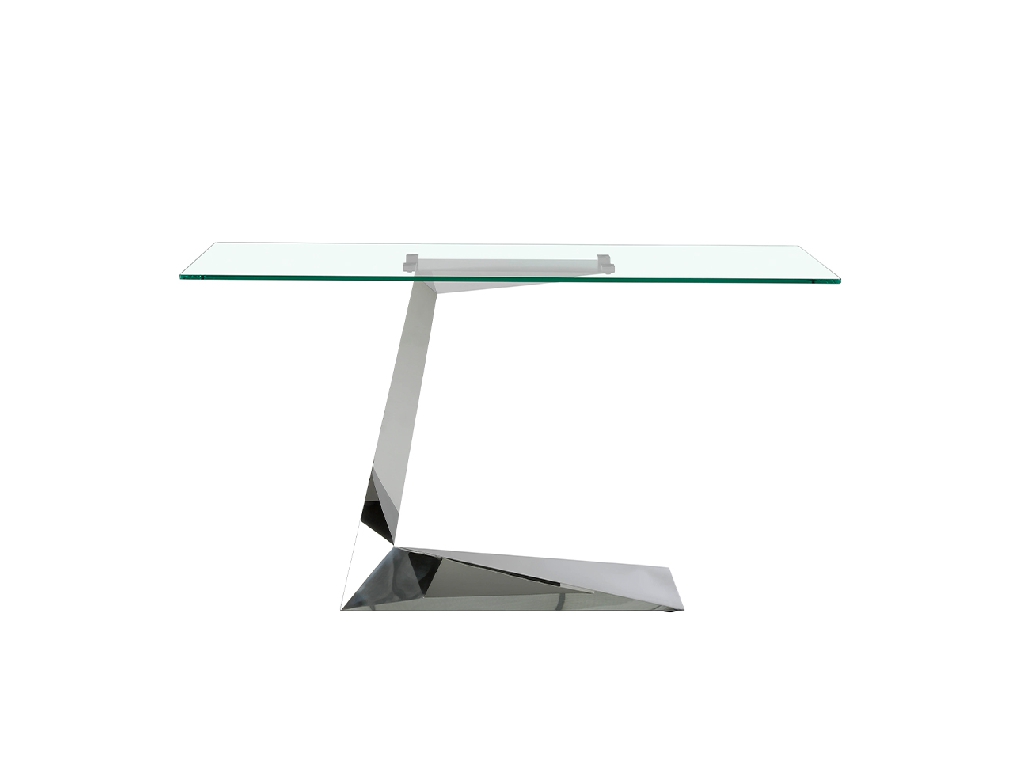 Tempered glass and chrome steel console