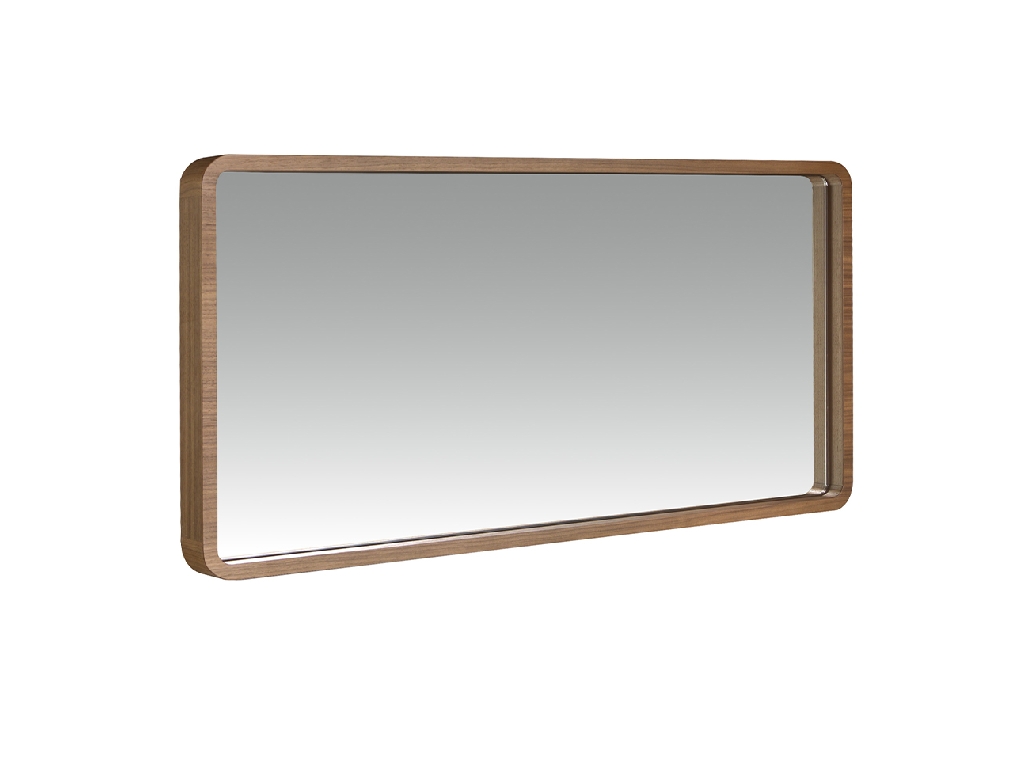 Walnut wood frame rectangular mirror