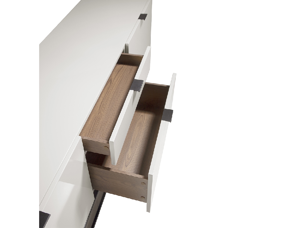 Mobile TV grigio perla in legno e acciaio nero