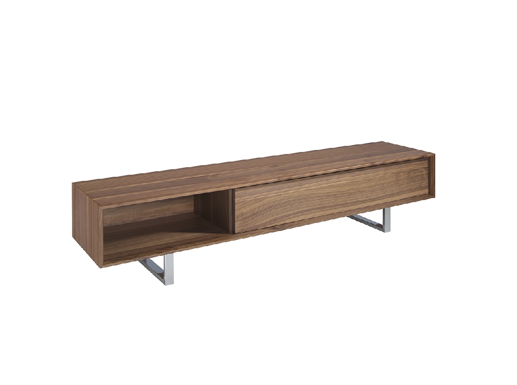 Mueble TV de madera Nogal y acero cromado