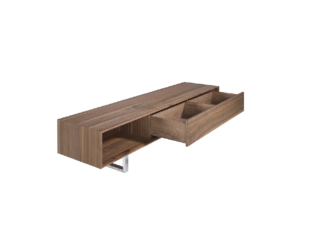 Mueble TV de madera Nogal y acero cromado