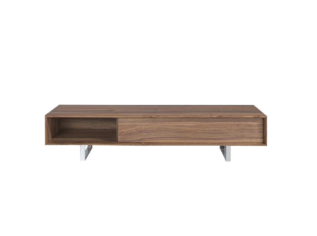 Mueble TV de madera Nogal y acero cromado